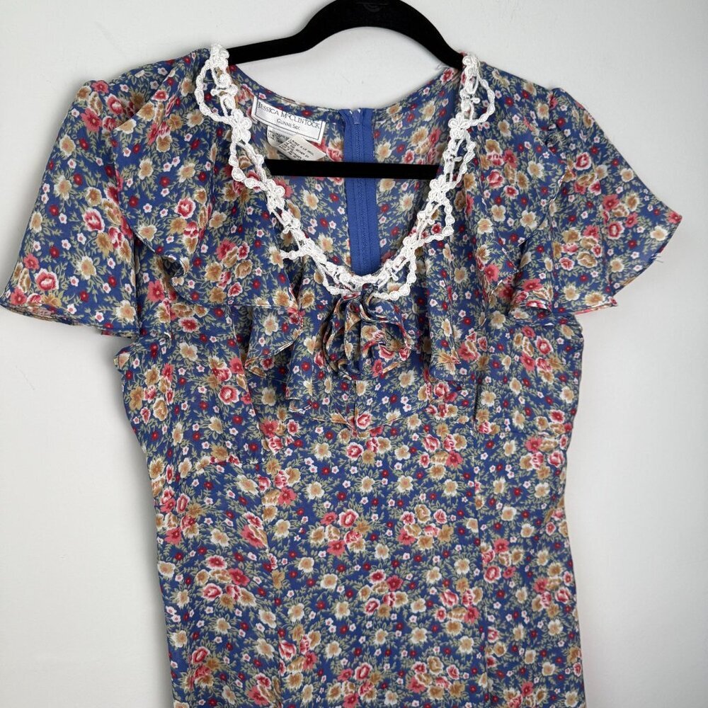 Gunne Sax Jessica McClintock Vintage Ditsy Floral Mini Dress Sz 9/10 - Picture 7 of 10